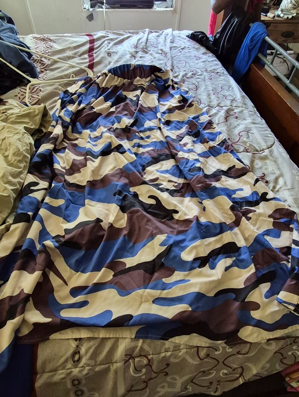 Blue and Brown Camouflage Maxi Skirt